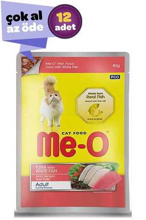 ME-O - Me-O Jöleli Ton Balıklı ve Alabalıklı Yetişkin Kedi Konservesi 12x80gr (12li)