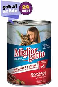 MIGLIOR GATTO - Miglior Gatto Biftekli Yetişkin Kedi Konservesi 24x405gr (24lü)