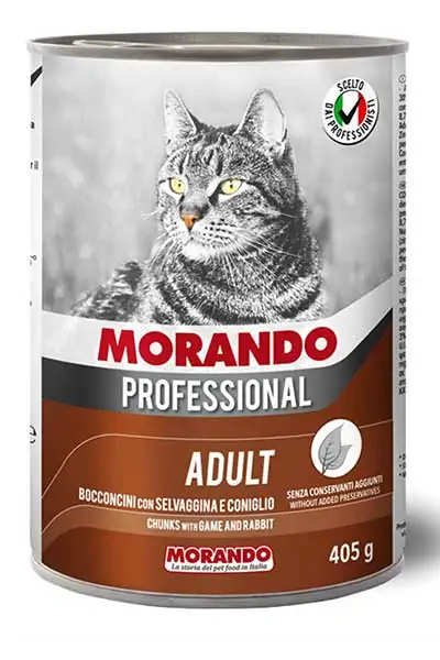 MORANDO - Morando Av Hayvanlı ve Tavşan Etli Yetişkin Kedi Konservesi 405gr