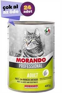 MORANDO - Morando Biftekli ve Sebzeli Yetişkin Kedi Konservesi 24x400gr (24lü)