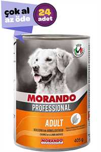 MORANDO - Morando Kuzu Etli ve Pirinçli Yetişkin Köpek Konservesi 24x400gr (24lü)