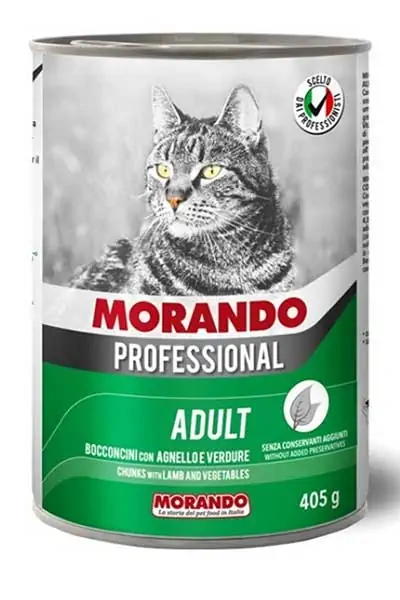 MORANDO - Morando Kuzu Etli ve Sebzeli Yetişkin Kedi Konservesi 405gr