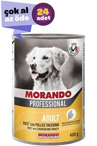 MORANDO - Morando Tavuk ve Hindi Etli Yetişkin Köpek Konservesi 24x400gr (24lü)