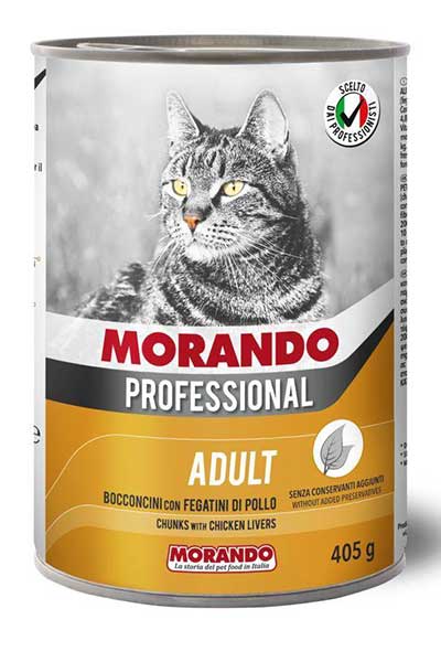 Morando Tavuklu ve Ciğerli Yetişkin Kedi Konservesi 24x405gr (24lü)