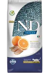 N&D - ND Ocean Tahılsız Ringa Balığı ve Portakallı Kısırlaştırılmış Kedi Maması 5kg