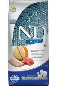 N&D - ND Ocean Tahılsız Somon Morina Balığı ve Kavunlu Büyük ve Orta Irk Yetişkin Köpek Maması 12kg
