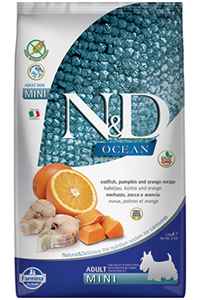 N&D - ND Ocean Tahılsız Morina Balığı Balkabağı ve Portakallı Küçük Irk Yetişkin Köpek Maması 7kg