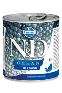 N&D - ND Ocean Tahılsız Morina Balığı ve Balkabaklı Yavru Köpek Konservesi 285gr