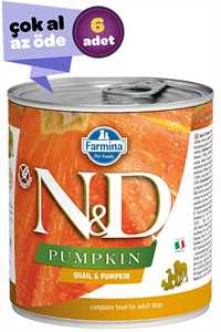 N&D - ND Pumpkin Tahılsız Bıldırcın ve Balkabaklı Yetişkin Köpek Konservesi 6x285gr (6lı)