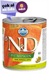 N&D - ND Pumpkin Tahılsız Yaban Domuzu ve Balkabaklı Yetişkin Köpek Konservesi 6x285gr (6lı)