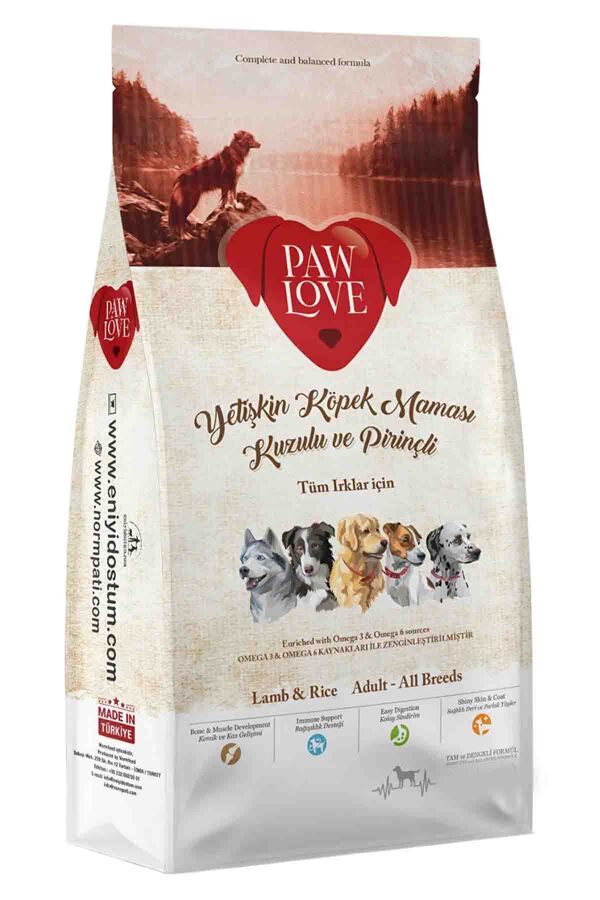 Pawlove Kuzulu ve Pirinçli Yetişkin Köpek Maması 150gr