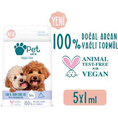 Pet Love Doğal Argan Yağlı 0-10kg Köpekler İçin Tüy Bakım Yağı 5x1ml - Thumbnail