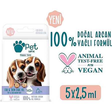 Pet Love Doğal Argan Yağlı 10-20kg Köpekler İçin Tüy Bakım Yağı 5x2,5ml - Thumbnail