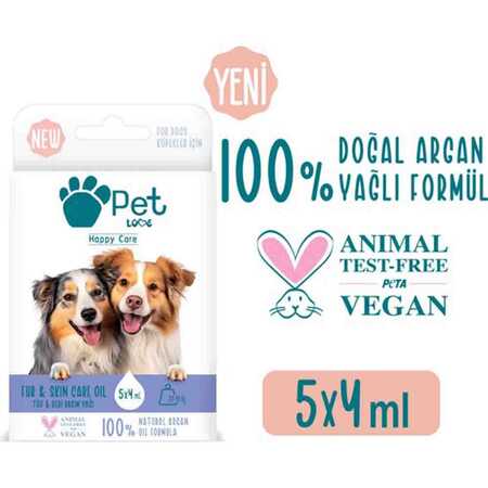 Pet Love Doğal Argan Yağlı 20-40kg Köpekler İçin Tüy Bakım Yağı 5x4ml - Thumbnail