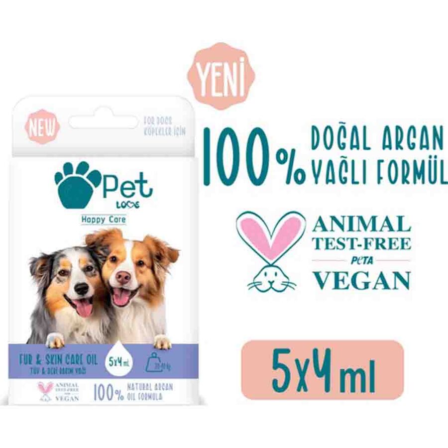 Pet Love Doğal Argan Yağlı 20-40kg Köpekler İçin Tüy Bakım Yağı 5x4ml