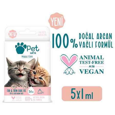 Pet Love Doğal Argan Yağlı Kediler İçin Tüy Bakım Yağı 5x1ml - Thumbnail