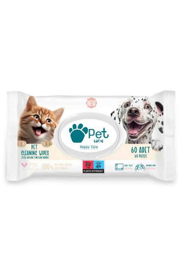 Pet Love Evcil Hayvan Temizleme Mendili 60lı