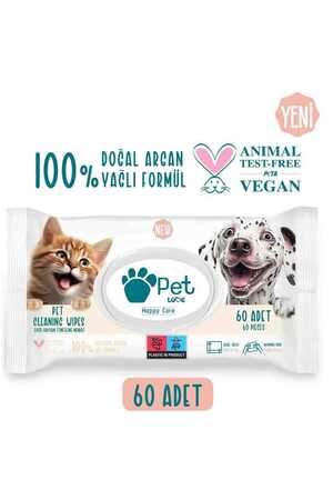 Pet Love Evcil Hayvan Temizleme Mendili 60lı - Thumbnail