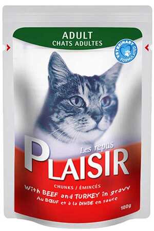 PLAISIR - Plaisir Sığır Etli Hindili Pouch Yetişkin Kedi Konservesi 100gr
