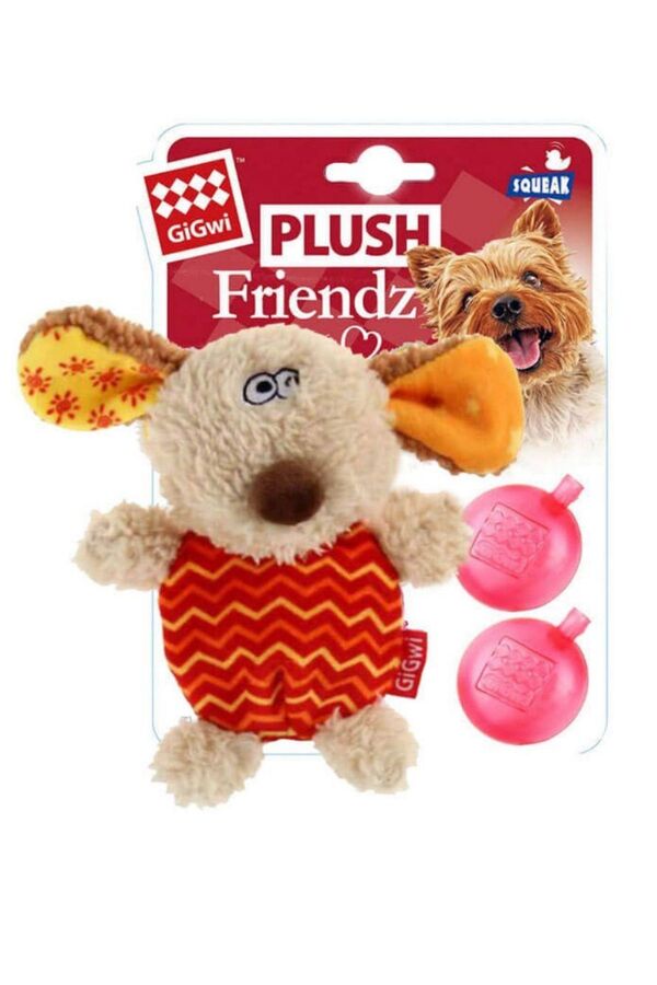 Gigwi Plush Friendz Sesli Fare Gri-Kırmızı Peluş Köpek Oyuncağı