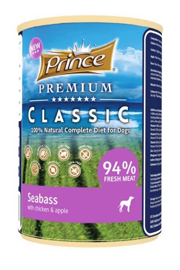 Prince Classic Levrekli Tavuklu ve Elmalı Yetişkin Köpek Konservesi 400gr