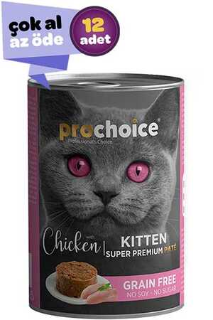 PRO CHOICE - Pro Choice Kitten Tahılsız Tavuklu Yavru Kedi Konservesi 12x400gr (12li)