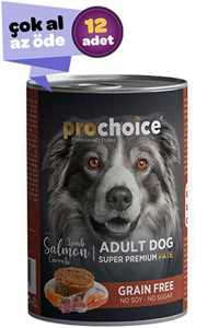 PRO CHOICE - Pro Choice Kuzu Etli ve Somonlu Havuçlu Ezme Yetişkin Köpek Konservesi 12x400gr (12li)