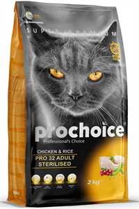 PRO CHOICE - Pro Choice Pro 32 Tavuk ve Pirinçli Kısırlaştırılmış Yetişkin Kedi Maması 2kg