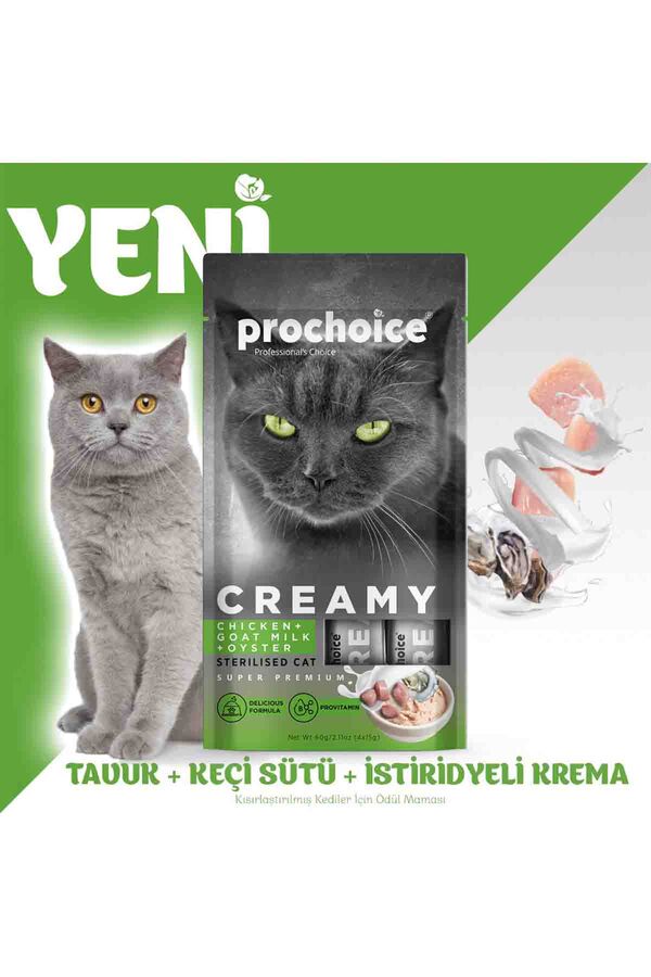 Prochoice Creamy Tavuklu ve Keçi Sütlü Sıvı Kedi Ödül Maması 4x15gr