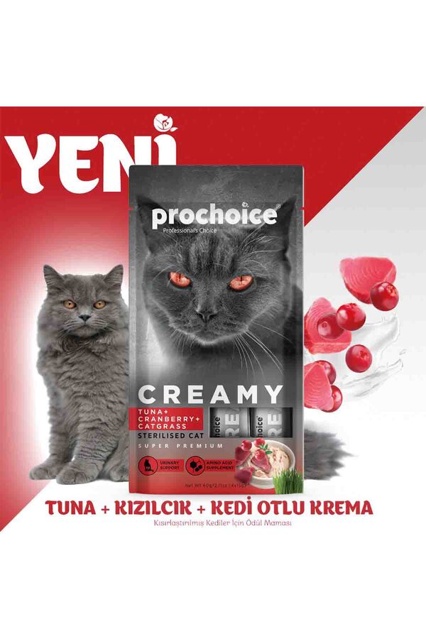 Prochoice Creamy Tuna ve Cranberry Sıvı Kedi Ödül Maması 4x15gr