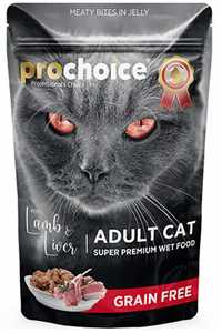 PRO CHOICE - Prochoice Pouch Tahılsız Kuzu ve Ciğerli Tahılsız Yetişkin Kedi Konservesi 85 Gr