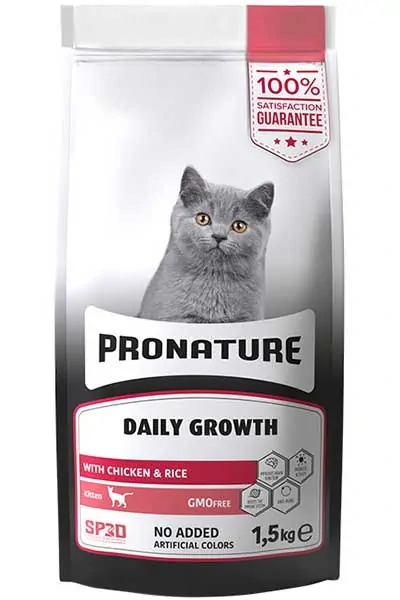 PRONATURE - Pronature Daily Growth Tavuk ve Pirinçli Yavru Kedi Maması 1,5kg