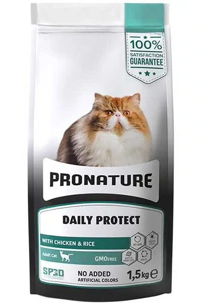 PRONATURE - Pronature Daily Protect Tavuk ve Pirinçli Yetişkin Kedi Maması 1,5kg