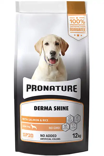 PRONATURE - Pronature Derma Shine Somon ve Pirinçli Yetişkin Köpek Maması 12kg
