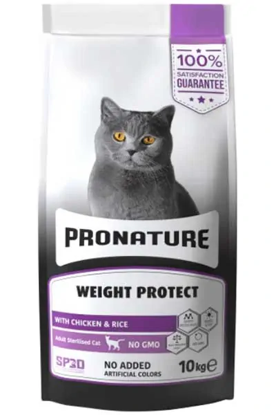 PRONATURE - Pronature Kilo Kontrolü için Tavuklu ve Pirinçli Kısırlaştırılmış Kedi Maması 10kg