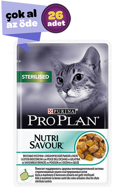 Pro Plan Nutri Savour Okyanus Balıklı Kısırlaştırılmış Kedi Konservesi 26x85gr (26lı)