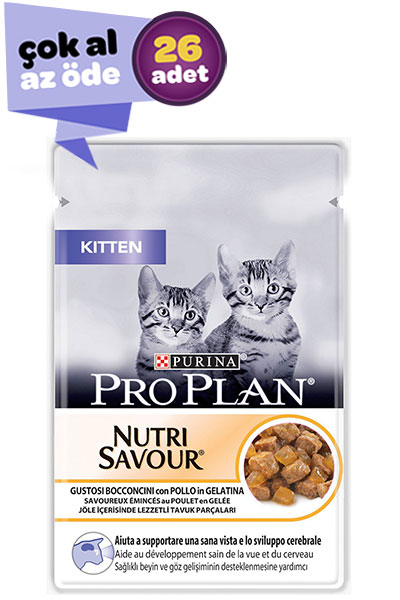 Pro Plan Nutri Savour Tavuklu Yavru Kedi Konservesi 26x85gr (26lı)