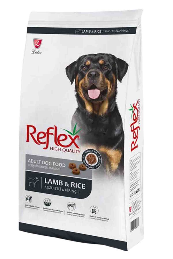 Reflex Kuzu Eti ve Pirinçli Yetişkin Köpek Maması 15kg+1kg