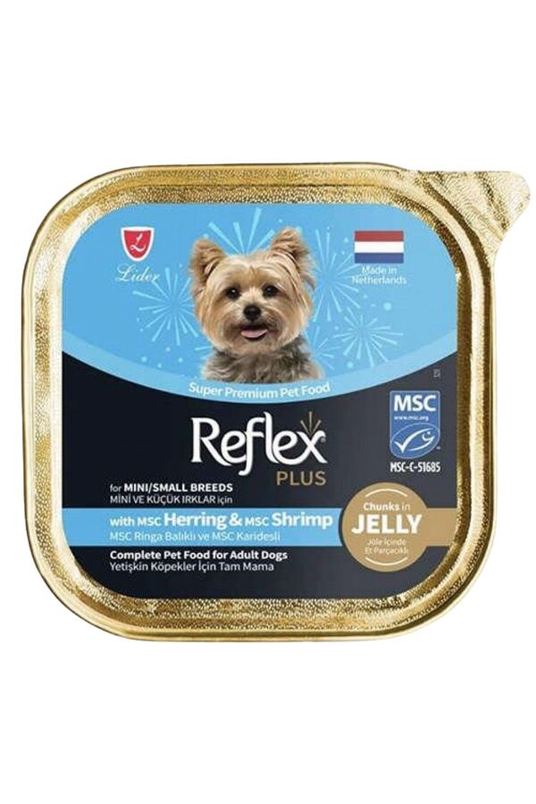 Reflex Plus Jöle İçinde Ringa Balığı ve Karides Küçük Irk Köpek Konservesi 85gr