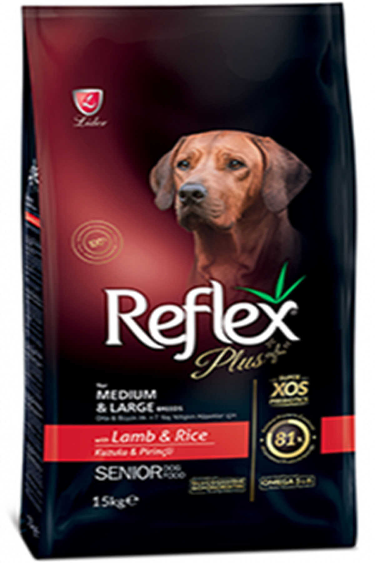 Reflex Plus Kuzu Eti ve Pirinçli Orta ve Büyük Irk +7 Yaşlı Köpek Maması 15kg