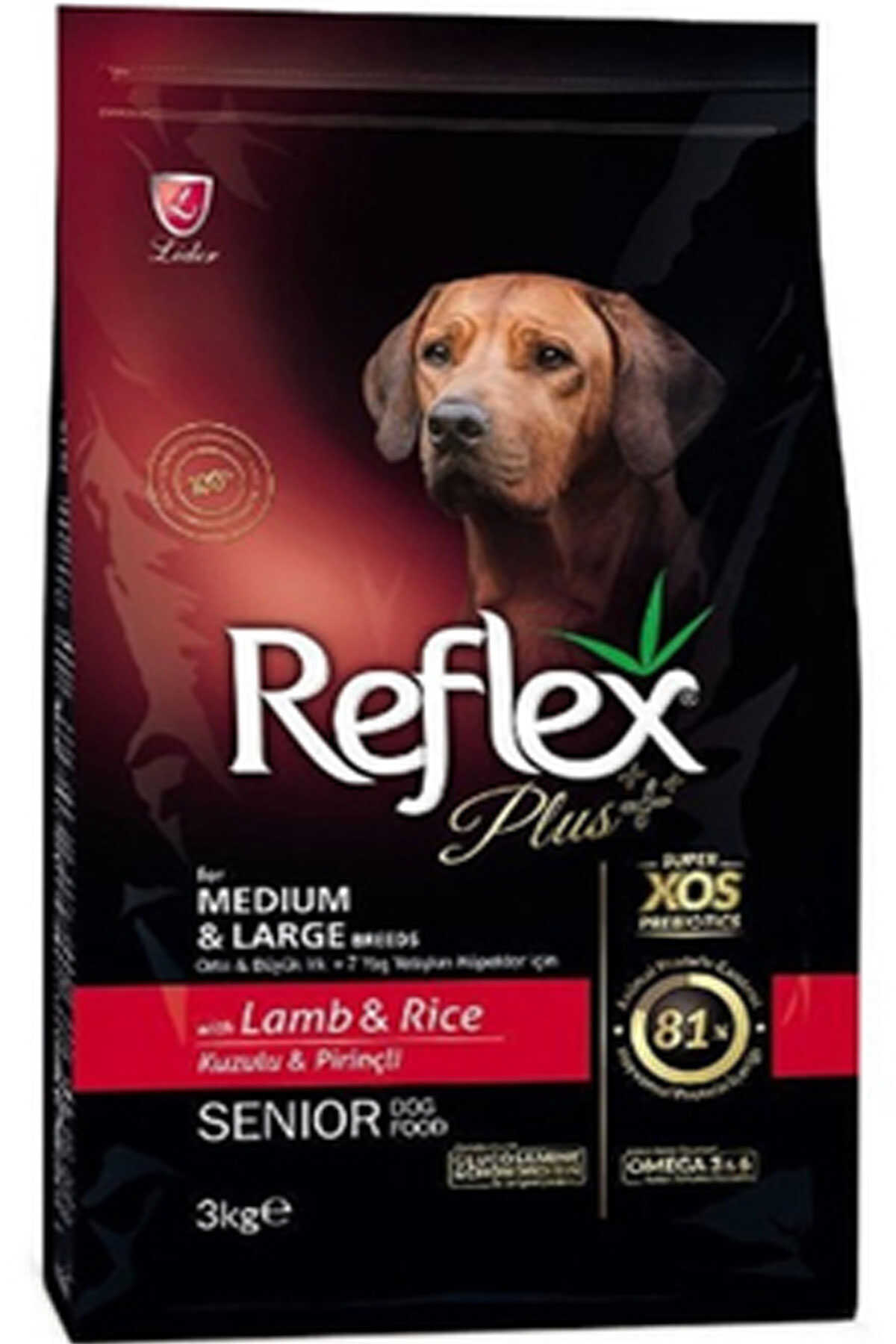 Reflex Plus Kuzu Eti ve Pirinçli Orta ve Büyük Irk +7 Yaşlı Köpek Maması 3kg