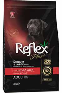 REFLEX - Reflex Plus Kuzu Eti ve Pirinçli Orta ve Büyük Irk Yetişkin Köpek Maması 3kg