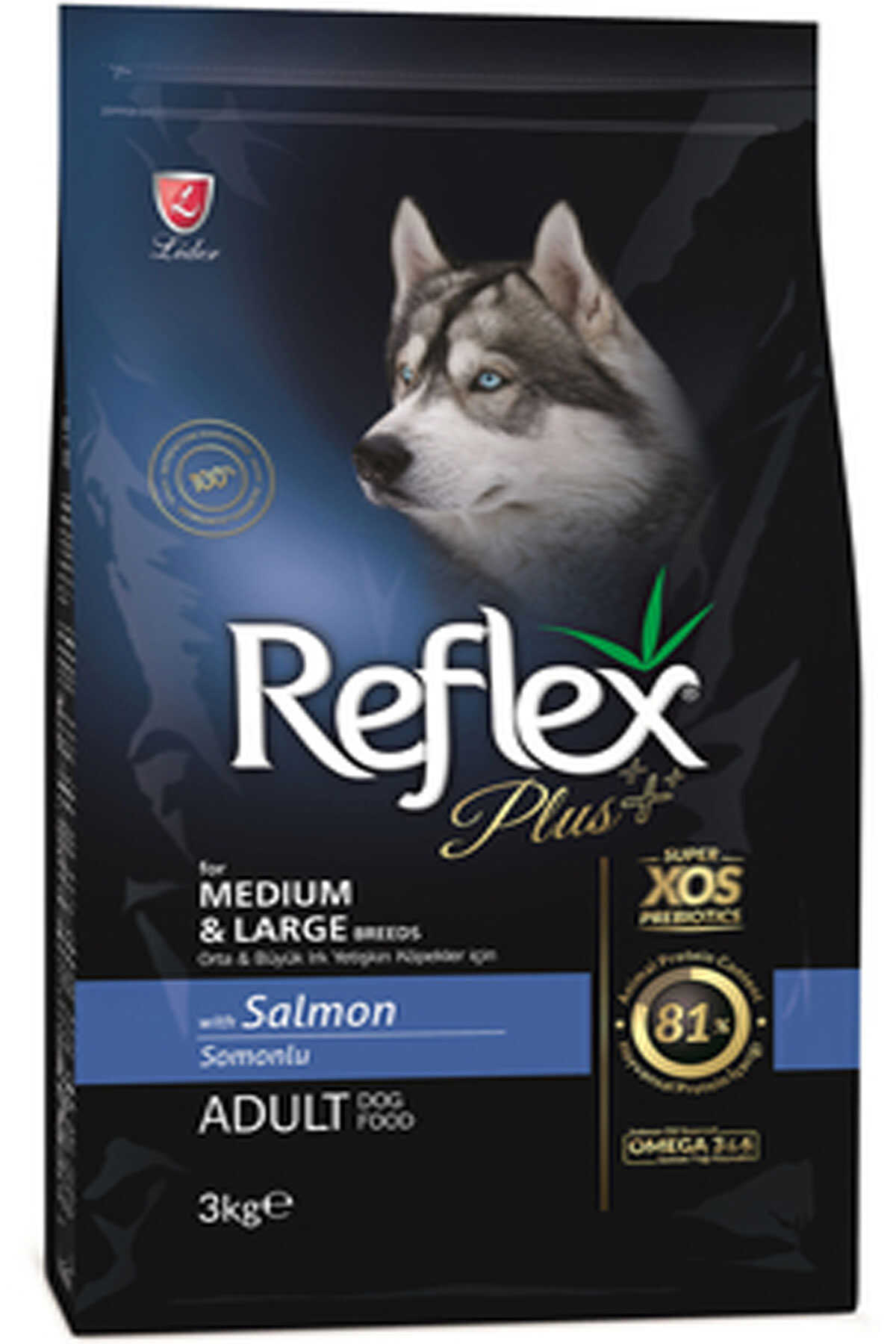 Reflex Plus Somonlu Orta ve Büyük Irk Yetişkin Köpek Maması 3kg