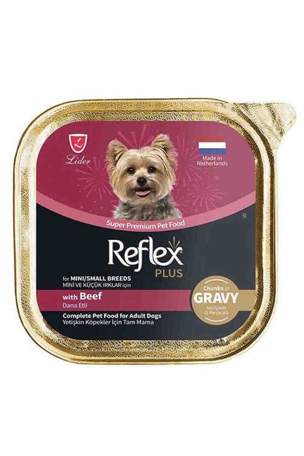 Reflex Plus Sos İçinde Et Parçacıklı Dana Etli Mini ve Küçük Irk Yetişkin Köpek Konservesi 85gr