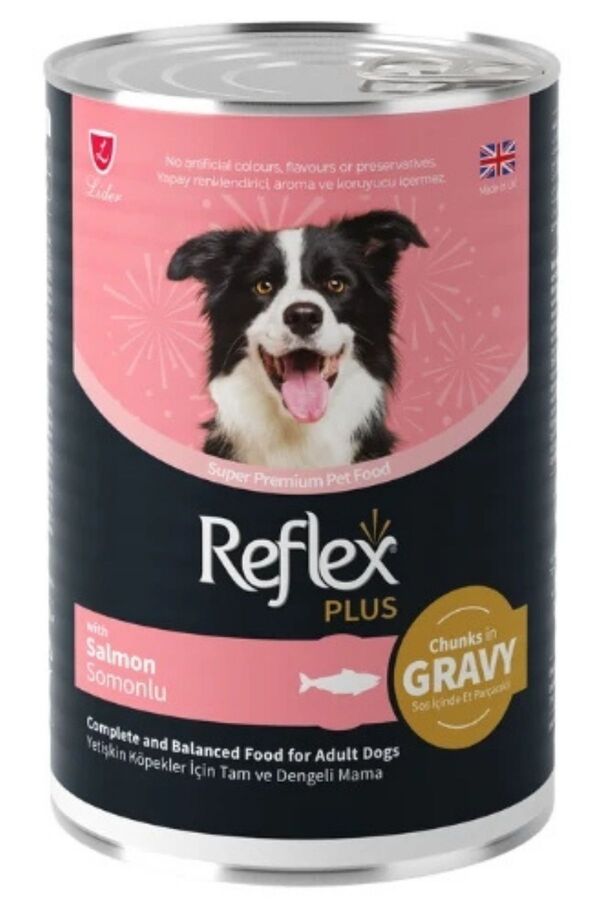 Reflex Plus Sos İçinde Et Parçacıklı Somonlu Yetişkin Köpek Konservesi 400gr