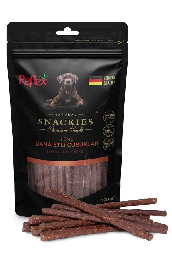 Reflex Snackies Natural Füme Dana Etli Tahılsız Köpek Ödül Çubuğu 170gr