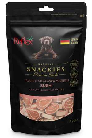 Reflex Snackies Tavuklu ve Balıklı Sushi Köpek Ödül Maması 90gr - Thumbnail