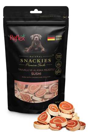 Reflex Snackies Tavuklu ve Balıklı Sushi Köpek Ödül Maması 90gr - Thumbnail