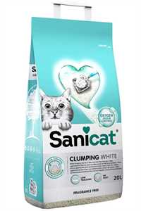SANICAT - Sanicat Clumping White Oksijen Kontrollü Kokusuz Hızlı Topaklanan Kedi Kumu 20lt