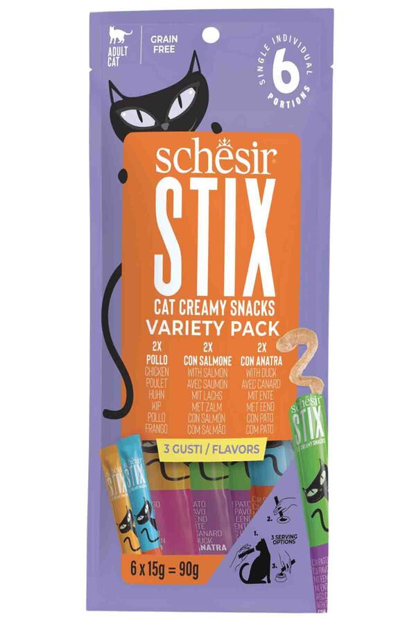 Schesir Cat Stix Karışık Lezzetli Krema Kedi Ödülü 6x15gr